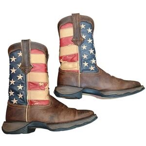 Durango Lady Rebel American Flag Western Boots Brown Square Toe Womens Size 6.5M